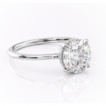 Halo - Inel de logodnă Camellia din aur Alb 14kt cu moissanite tăietură rotundă – Solitar rafinată pentru profil jos | Personalizează și configurează gratuit online