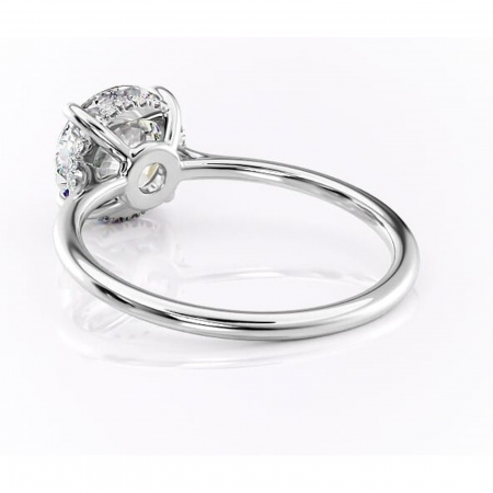 Inel de logodnă Camellia din aur Alb 14kt cu moissanite tăietură rotundă – Solitar rafinată pentru profil jos | Personalizează și configurează gratuit online [3]