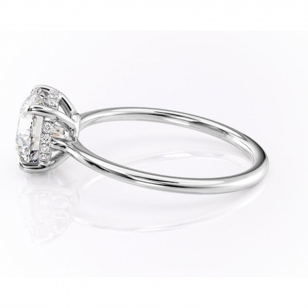 Inel de logodnă Camellia din aur Alb 14kt cu moissanite tăietură rotundă – Solitar rafinată pentru profil jos | Personalizează și configurează gratuit online [5]