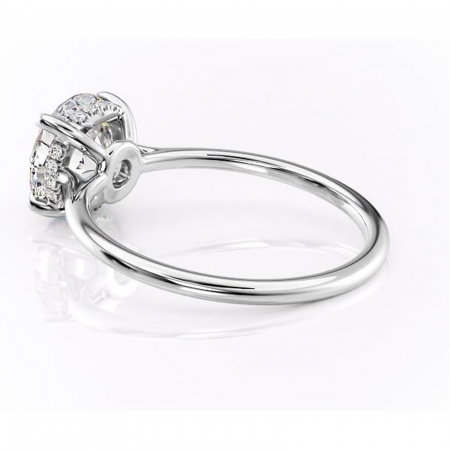 Inel de logodnă Camellia din aur Alb 14kt cu moissanite tăietură rotundă – Solitar rafinată pentru profil jos | Personalizează și configurează gratuit online [4]