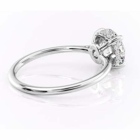 Inel de logodnă Camellia din aur Alb 14kt cu moissanite tăietură rotundă – Solitar rafinată pentru profil jos | Personalizează și configurează gratuit online [2]