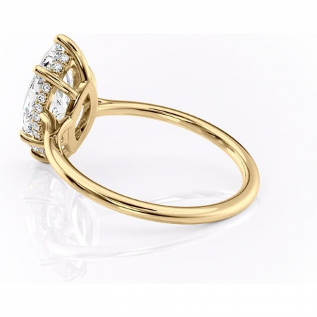 Inel de logodnă Camellia din aur Galben 14kt cu moissanite tăietură marquise – Solitar rafinată pentru profil jos | Personalizează și configurează gratuit online [4]