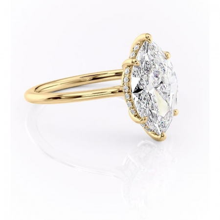 Marquise - Inel de logodnă Camellia din aur Galben 18kt cu moissanite tăietură marquise – Solitar rafinată pentru profil jos | Personalizează și configurează gratuit online