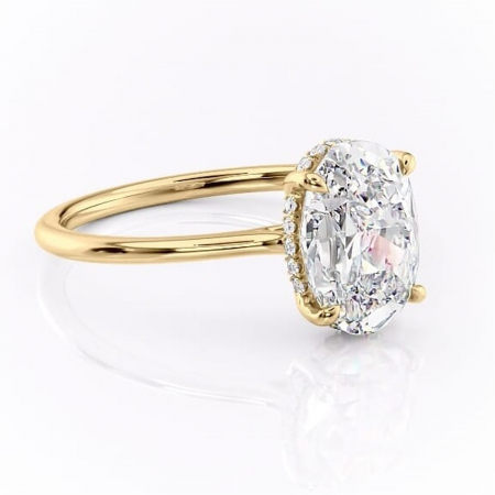 Ovală - Inel de logodnă Camellia din aur Galben 18kt cu moissanite tăietură ovală – Solitar rafinată pentru profil jos | Personalizează și configurează gratuit online