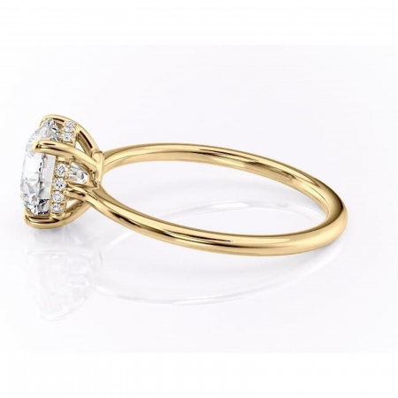 Inel de logodnă Camellia din aur Galben 14kt cu moissanite tăietură rotundă – Solitar rafinată pentru profil jos | Personalizează și configurează gratuit online [5]