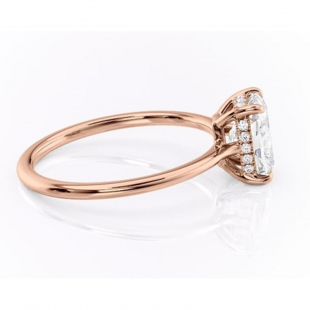 Inel de logodnă Camellia din aur Rose 14kt cu moissanite tăietură pernă – Solitar rafinată pentru profil jos | Personalizează și configurează gratuit online [1]