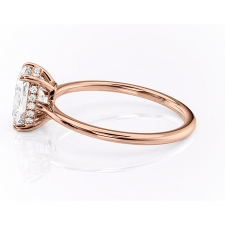 Inel de logodnă Camellia din aur Rose 14kt cu moissanite tăietură pernă – Solitar rafinată pentru profil jos | Personalizează și configurează gratuit online [5]