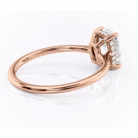 Inel de logodnă Camellia din aur Rose 14kt cu moissanite tăietură pernă – Solitar rafinată pentru profil jos | Personalizează și configurează gratuit online [2]