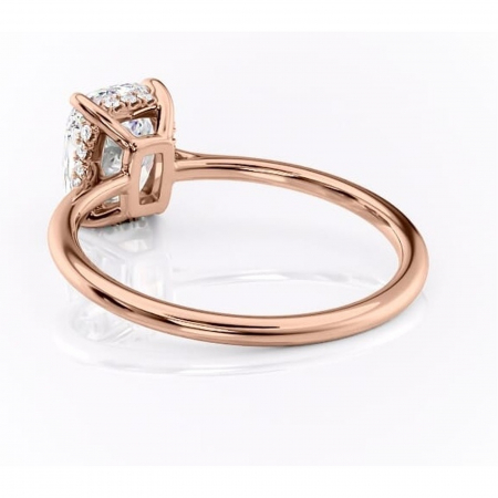 Inel de logodnă Camellia din aur Rose 14kt cu moissanite tăietură pernă – Solitar rafinată pentru profil jos | Personalizează și configurează gratuit online [3]