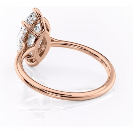 Inel de logodnă Camellia din aur Rose 14kt cu moissanite tăietură marquise – Solitar rafinată pentru profil jos | Personalizează și configurează gratuit online [3]