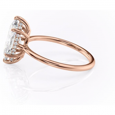 Inel de logodnă Camellia din aur Rose 14kt cu moissanite tăietură marquise – Solitar rafinată pentru profil jos | Personalizează și configurează gratuit online [5]