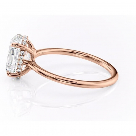 Inel de logodnă Camellia din aur Rose 14kt cu moissanite tăietură ovală – Solitar rafinată pentru profil jos | Personalizează și configurează gratuit online [5]