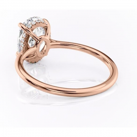 Inel de logodnă Camellia din aur Rose 14kt cu moissanite tăietură ovală – Solitar rafinată pentru profil jos | Personalizează și configurează gratuit online [3]
