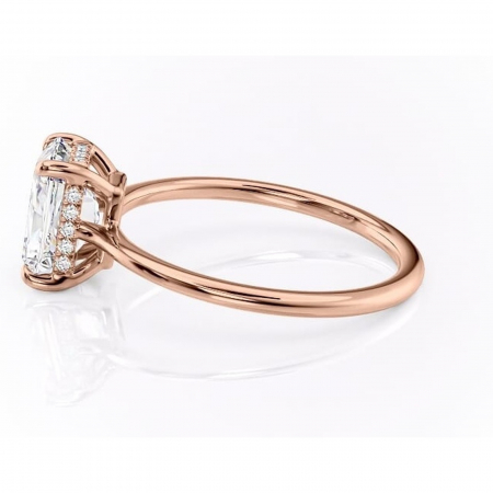 Inel de logodnă Camellia din aur Rose 14kt cu moissanite tăietură radiantă – Solitar rafinată pentru profil jos | Personalizează și configurează gratuit online [5]