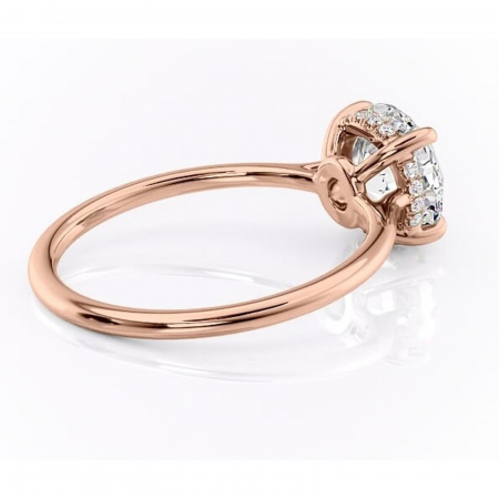 Inel de logodnă Camellia din aur Rose 14kt cu moissanite tăietură rotundă – Solitar rafinată pentru profil jos | Personalizează și configurează gratuit online [2]
