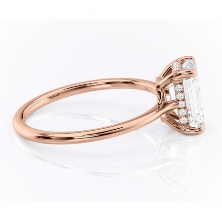 Inel de logodnă Camellia din aur Rose 14kt cu moissanite tăietură smarald – Solitar rafinată pentru profil jos | Personalizează și configurează gratuit online [1]