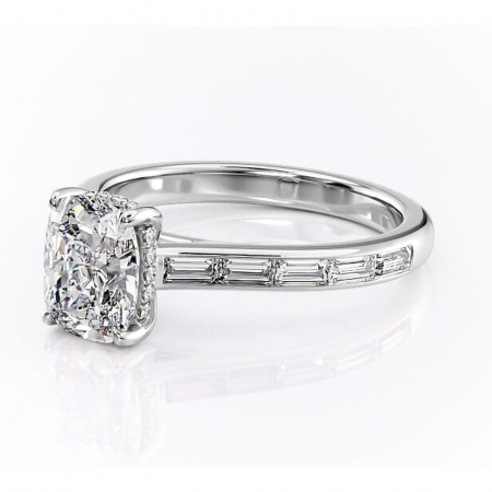 Inel de logodnă Catherine din aur Alb 14kt cu moissanite tăietură asscher – Montură cu canal rafinată pentru profil înalt | Personalizează și configurează gratuit online [6]