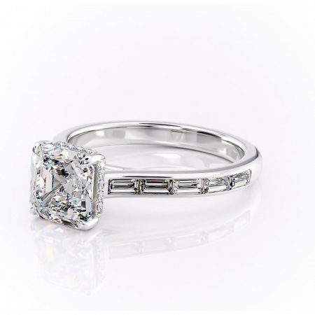 Inel de logodnă Catherine din aur Alb 14kt cu moissanite tăietură asscher – Montură cu canal rafinată pentru profil înalt | Personalizează și configurează gratuit online [6]