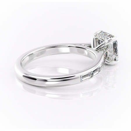 Inel de logodnă Catherine din aur Alb 14kt cu moissanite tăietură asscher – Montură cu canal rafinată pentru profil înalt | Personalizează și configurează gratuit online [2]