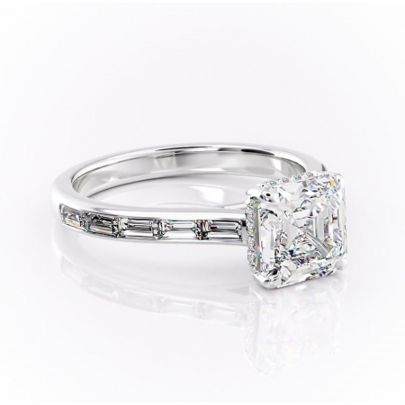 Asscher - Inel de logodnă Catherine din aur Alb 14kt cu moissanite tăietură asscher – Montură cu canal rafinată pentru profil înalt | Personalizează și configurează gratuit online