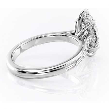 Inel de logodnă Catherine din aur Alb 14kt cu moissanite tăietură marquise – Montură cu canal rafinată pentru profil înalt | Personalizează și configurează gratuit online [2]