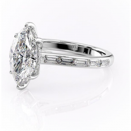 Inel de logodnă Catherine din aur Alb 14kt cu moissanite tăietură marquise – Montură cu canal rafinată pentru profil înalt | Personalizează și configurează gratuit online [6]