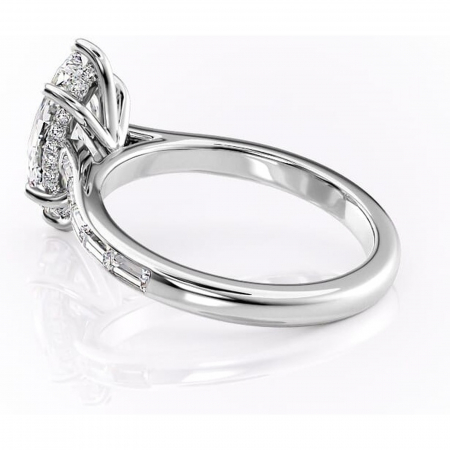 Inel de logodnă Catherine din aur Alb 14kt cu moissanite tăietură marquise – Montură cu canal rafinată pentru profil înalt | Personalizează și configurează gratuit online [4]