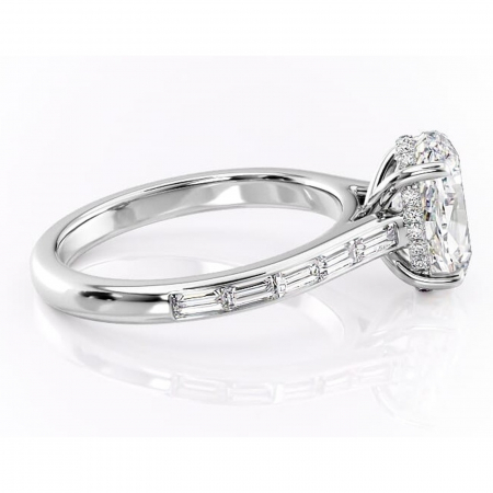 Inel de logodnă Catherine din aur Alb 14kt cu moissanite tăietură ovală – Montură cu canal rafinată pentru profil înalt | Personalizează și configurează gratuit online [1]