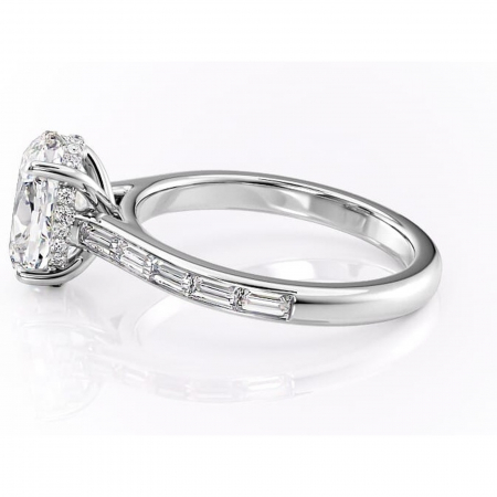 Inel de logodnă Catherine din aur Alb 14kt cu moissanite tăietură ovală – Montură cu canal rafinată pentru profil înalt | Personalizează și configurează gratuit online [5]
