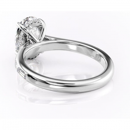 Inel de logodnă Catherine din aur Alb 14kt cu moissanite tăietură ovală – Montură cu canal rafinată pentru profil înalt | Personalizează și configurează gratuit online [3]