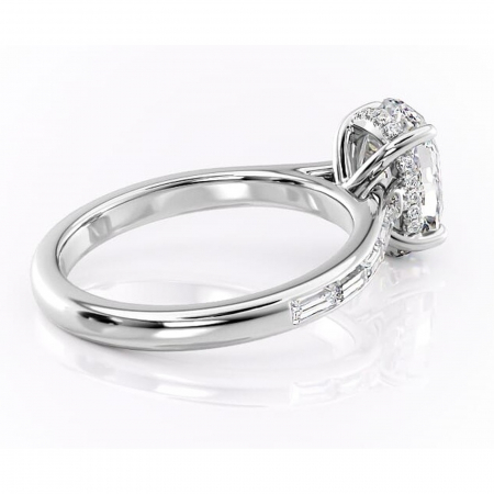 Inel de logodnă Catherine din aur Alb 14kt cu moissanite tăietură ovală – Montură cu canal rafinată pentru profil înalt | Personalizează și configurează gratuit online [2]