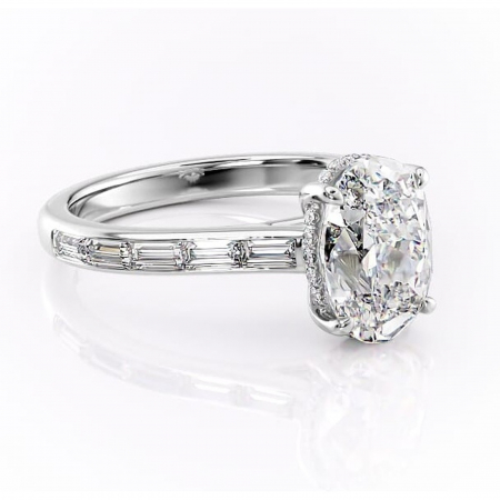 Ovală - Inel de logodnă Catherine din aur Alb 14kt cu moissanite tăietură ovală – Montură cu canal rafinată pentru profil înalt | Personalizează și configurează gratuit online