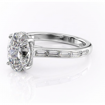 Inel de logodnă Catherine din aur Alb 14kt cu moissanite tăietură ovală – Montură cu canal rafinată pentru profil înalt | Personalizează și configurează gratuit online [6]