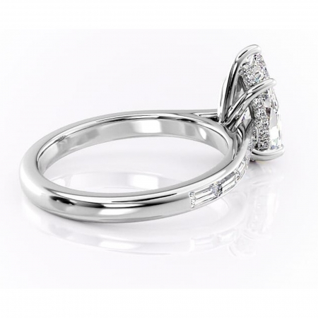 Inel de logodnă Catherine din aur Alb 14kt cu moissanite tăietură pară – Montură cu canal rafinată pentru profil înalt | Personalizează și configurează gratuit online [2]