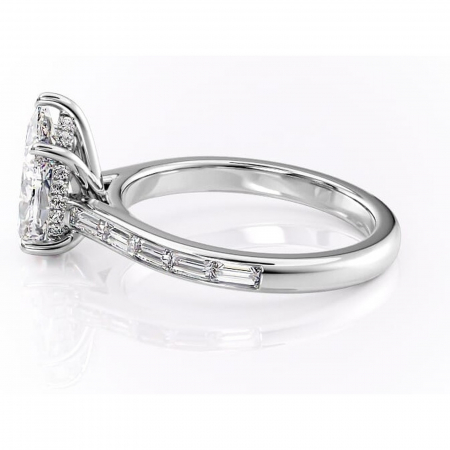 Inel de logodnă Catherine din aur Alb 14kt cu moissanite tăietură pară – Montură cu canal rafinată pentru profil înalt | Personalizează și configurează gratuit online [5]