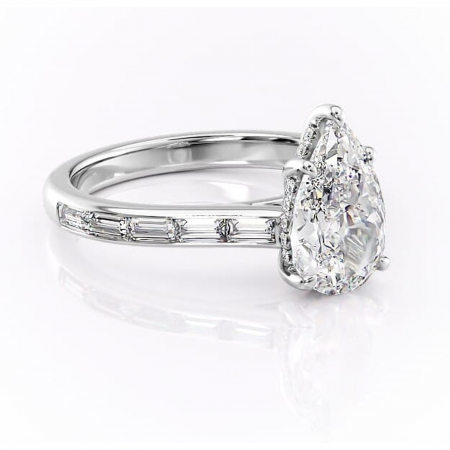 Pară - Inel de logodnă Catherine din aur Alb 14kt cu moissanite tăietură pară – Montură cu canal rafinată pentru profil înalt | Personalizează și configurează gratuit online