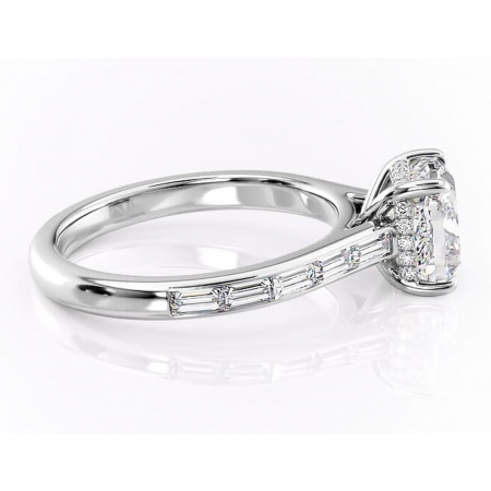 Inel de logodnă Catherine din aur Alb 14kt cu moissanite tăietură pernă – Montură cu canal rafinată pentru profil înalt | Personalizează și configurează gratuit online [1]