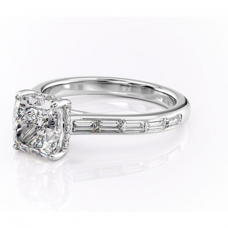 Inel de logodnă Catherine din aur Alb 14kt cu moissanite tăietură pernă – Montură cu canal rafinată pentru profil înalt | Personalizează și configurează gratuit online [6]