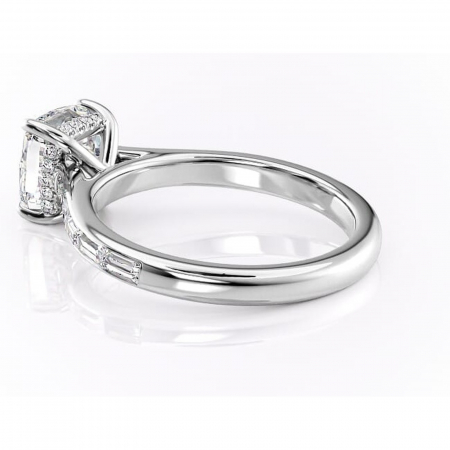 Inel de logodnă Catherine din aur Alb 14kt cu moissanite tăietură pernă – Montură cu canal rafinată pentru profil înalt | Personalizează și configurează gratuit online [4]