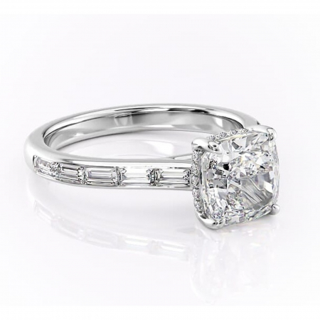 Pernă - Inel de logodnă Catherine din aur Alb 14kt cu moissanite tăietură pernă – Montură cu canal rafinată pentru profil înalt | Personalizează și configurează gratuit online