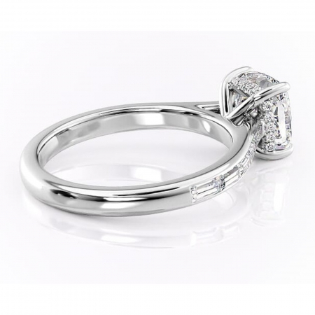 Inel de logodnă Catherine din aur Alb 14kt cu moissanite tăietură pernă – Montură cu canal rafinată pentru profil înalt | Personalizează și configurează gratuit online [2]