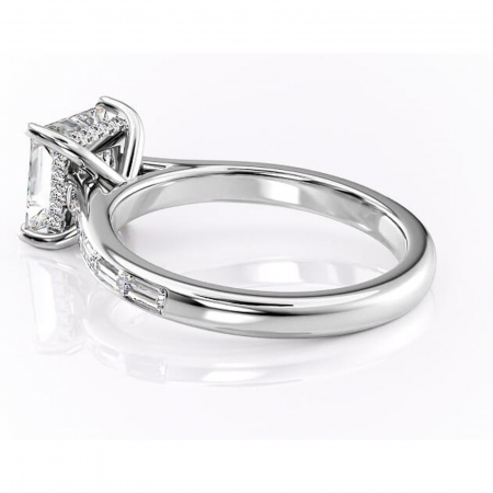 Inel de logodnă Catherine din aur Alb 14kt cu moissanite tăietură princess – Montură cu canal rafinată pentru profil înalt | Personalizează și configurează gratuit online [4]