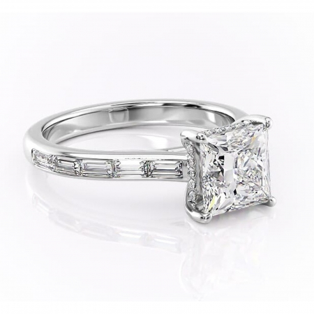 Princess - Inel de logodnă Catherine din aur Alb 14kt cu moissanite tăietură princess – Montură cu canal rafinată pentru profil înalt | Personalizează și configurează gratuit online