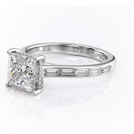 Inel de logodnă Catherine din aur Alb 14kt cu moissanite tăietură princess – Montură cu canal rafinată pentru profil înalt | Personalizează și configurează gratuit online [6]