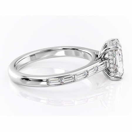 Inel de logodnă Catherine din aur Alb 18kt cu moissanite tăietură radiantă – Montură cu canal rafinată pentru profil înalt | Personalizează și configurează gratuit online [1]