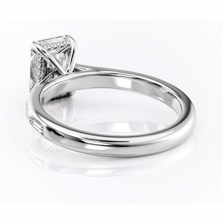 Inel de logodnă Catherine din aur Alb 18kt cu moissanite tăietură radiantă – Montură cu canal rafinată pentru profil înalt | Personalizează și configurează gratuit online [3]
