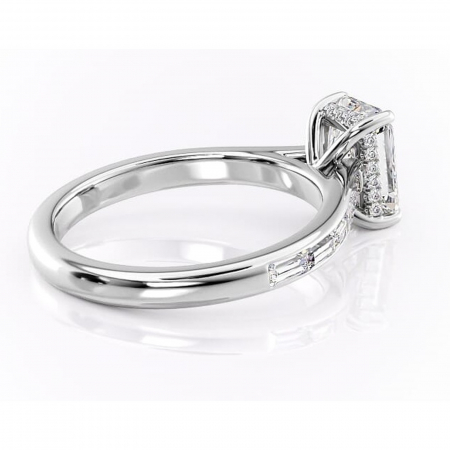 Inel de logodnă Catherine din aur Alb 18kt cu moissanite tăietură radiantă – Montură cu canal rafinată pentru profil înalt | Personalizează și configurează gratuit online [2]