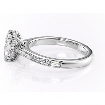 Inel de logodnă Catherine din aur Alb 18kt cu moissanite tăietură radiantă – Montură cu canal rafinată pentru profil înalt | Personalizează și configurează gratuit online [5]