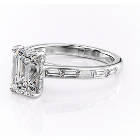 Inel de logodnă Catherine din aur Alb 14kt cu moissanite tăietură smarald – Montură cu canal rafinată pentru profil înalt | Personalizează și configurează gratuit online [6]