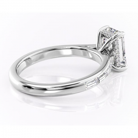 Inel de logodnă Catherine din aur Alb 14kt cu moissanite tăietură smarald – Montură cu canal rafinată pentru profil înalt | Personalizează și configurează gratuit online [2]